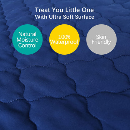 Crib Mattress Protector Sheets Fitted Waterproof Crib Mattress Pad Cover, Noiseless & Machine Wash 100% Absorbent Crib/Toddler Mattress Protector Sheet Quilted, White, 52" x 28"