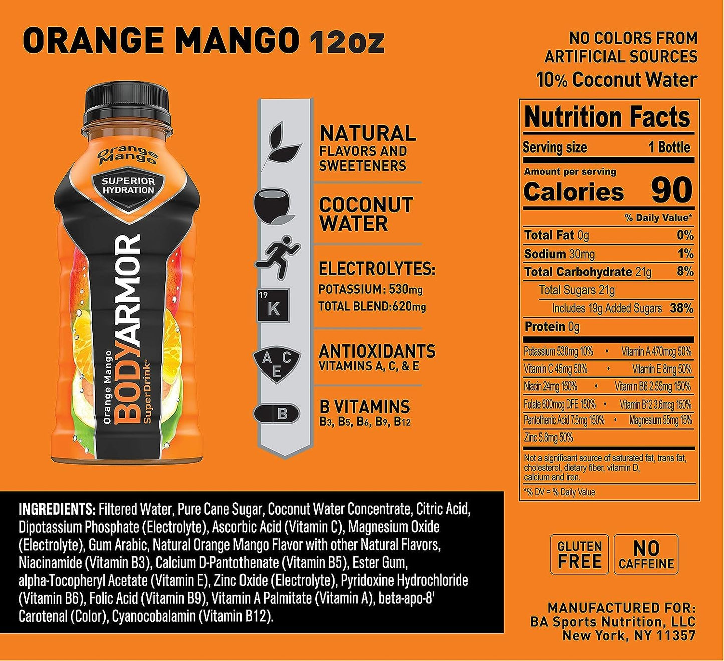 BODYARMOR Sports Drink Sports Beverage, Strawberry Banana, Coconut Water Hydration, Natural Flavors With Vitamins, Potassium-Packed Electrolytes, Perfect For Athletes, 12 Fl Oz (Pack of 8)