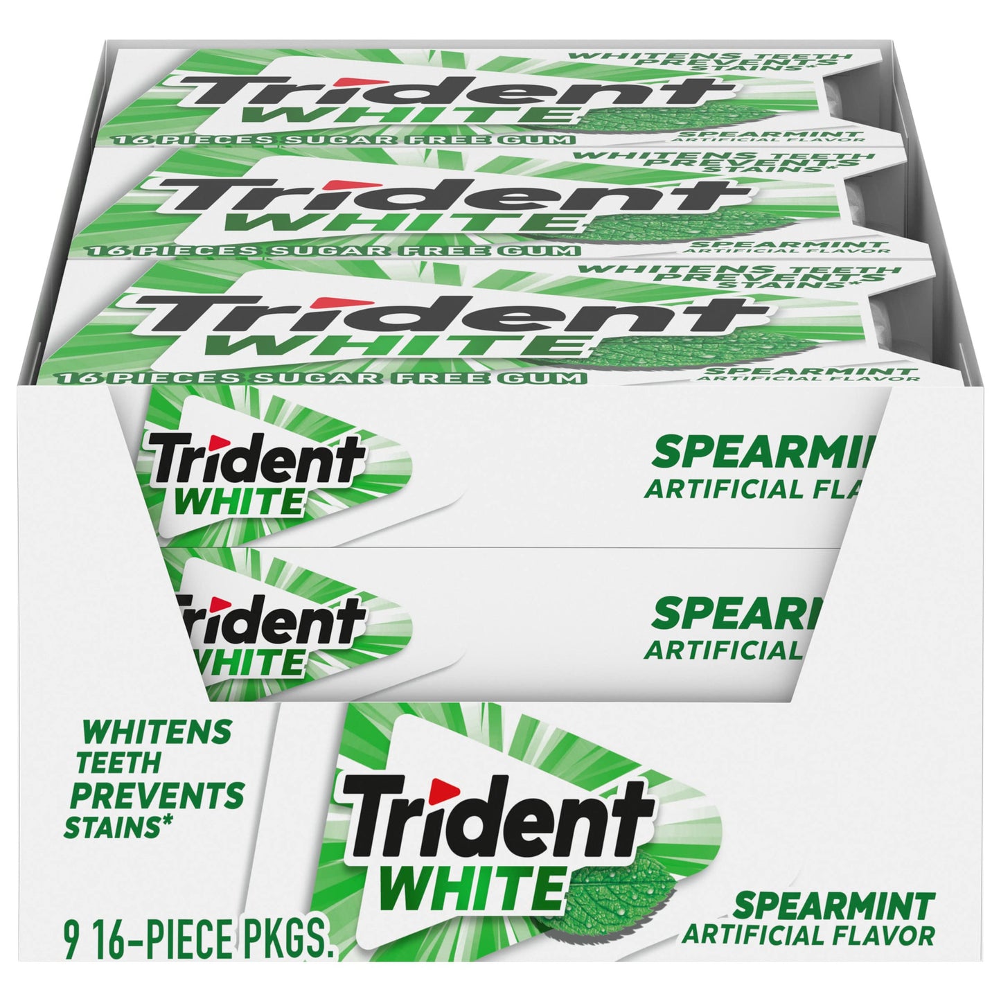 Trident White Peppermint Sugar Free Gum, 16 Count (Pack of 9)