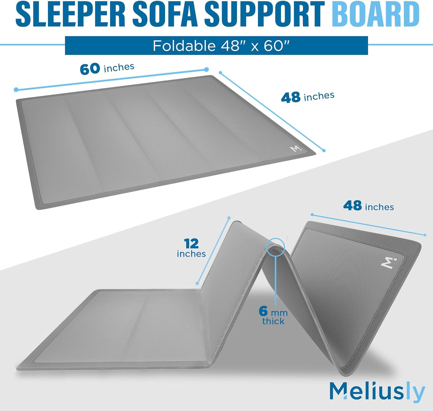 Meliusly® Sleeper Sofa Support Board (48x60 Queen Size) - Sleeper Sofa Support for Sofa Bed, Sleep Sofa Bar Shield for Sofa Bed or Pullout Couch, Cushion Bar Sofa Bed Mattress Support Board Slats