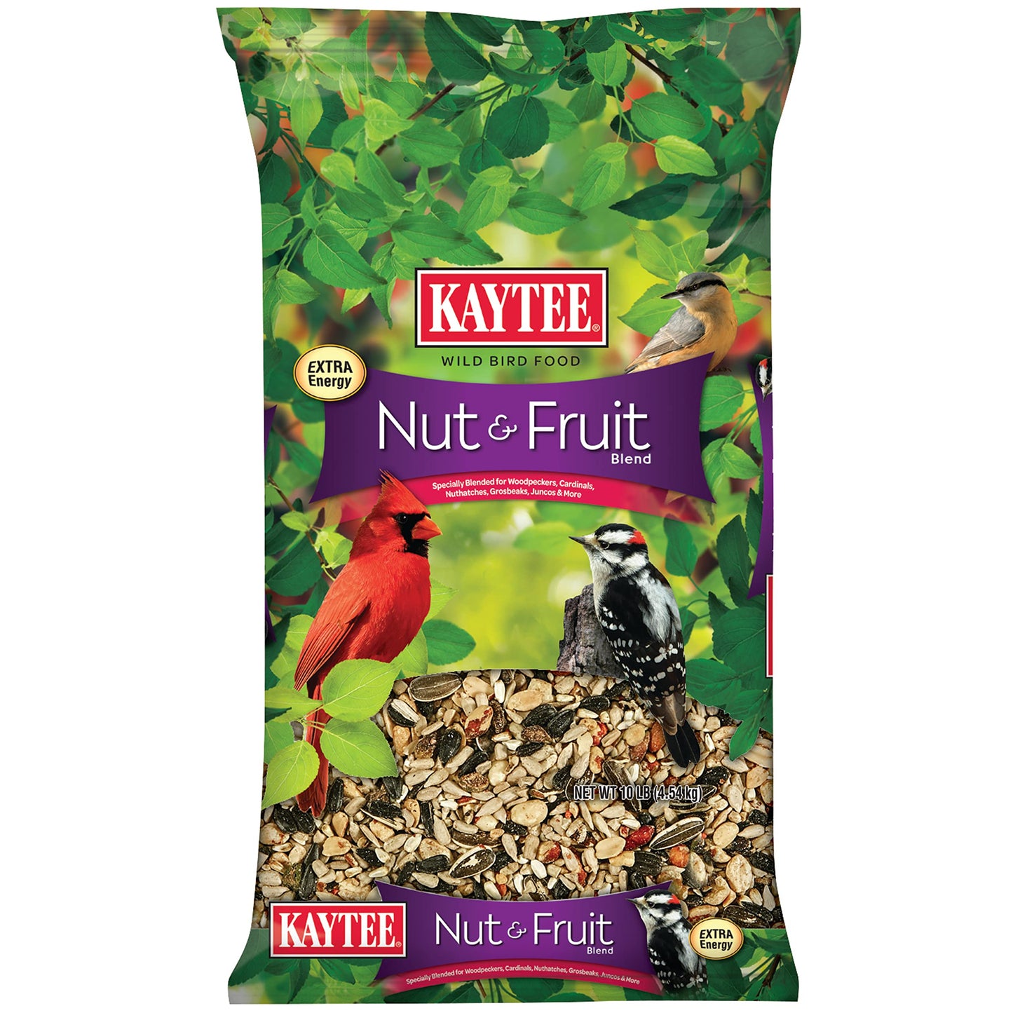 Kaytee Wild Bird Food Nut & Fruit Seed Blend For Cardinals, Chickadees, Nuthatches, Woodpeckers and Other Colorful Songbirds, 5 Pounds