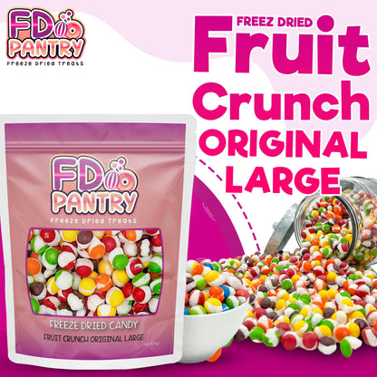 Fruit Crunch Original Candy Freeze Dried 16 oz 1 pound - Assortment Strawberry, Orange, Lemon, Grape, Lime Flavors Large 1lb Big Bag Pouch - Ideal Gift Snack 16oz