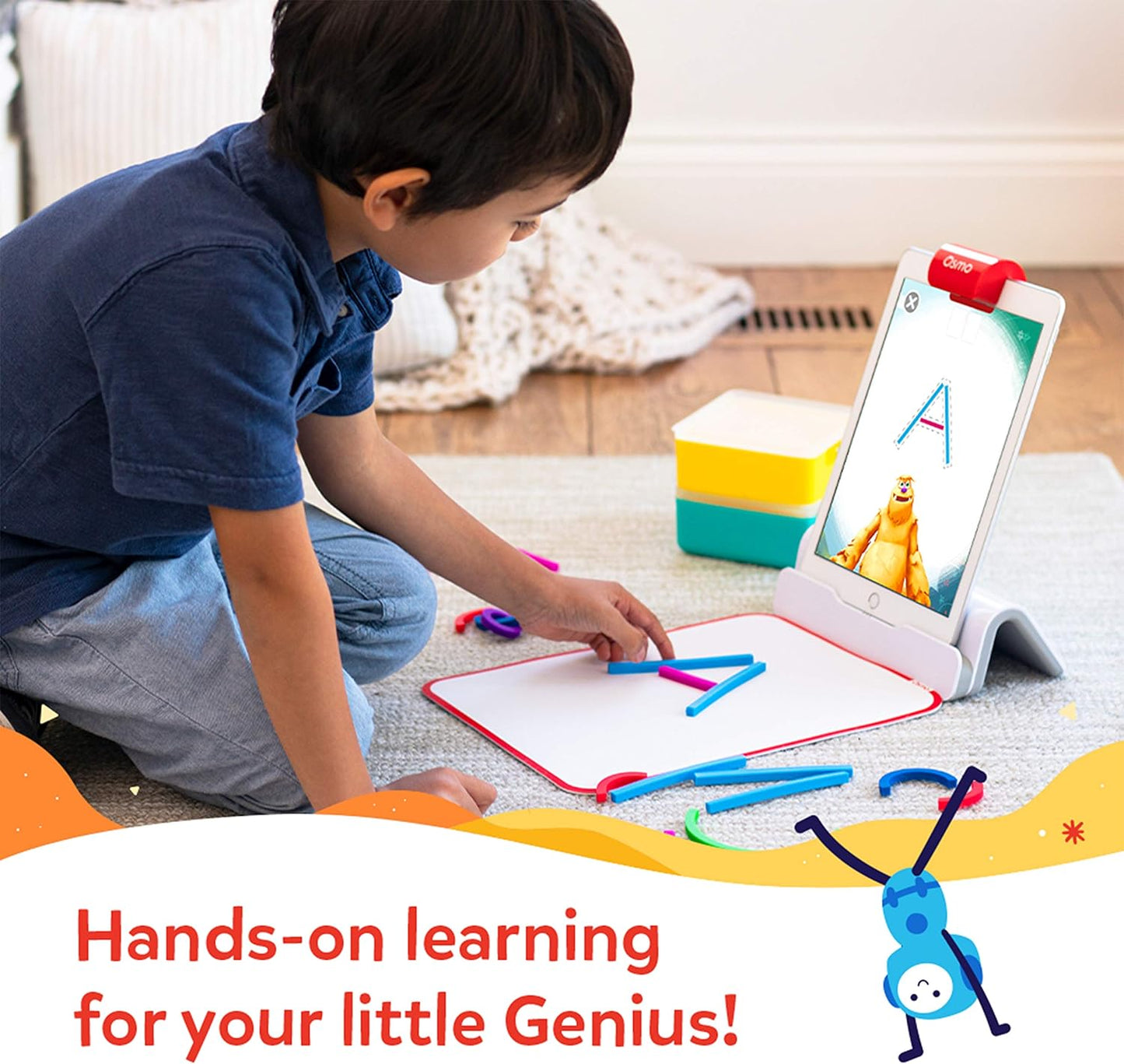 Osmo - Little Genius Starter Kit for iPad & iPhone - 4 Hands-On Learning Games - Ages 3-5 - Problem Solving, Phonics & Creativity (Osmo iPad Base Included), Multicolor