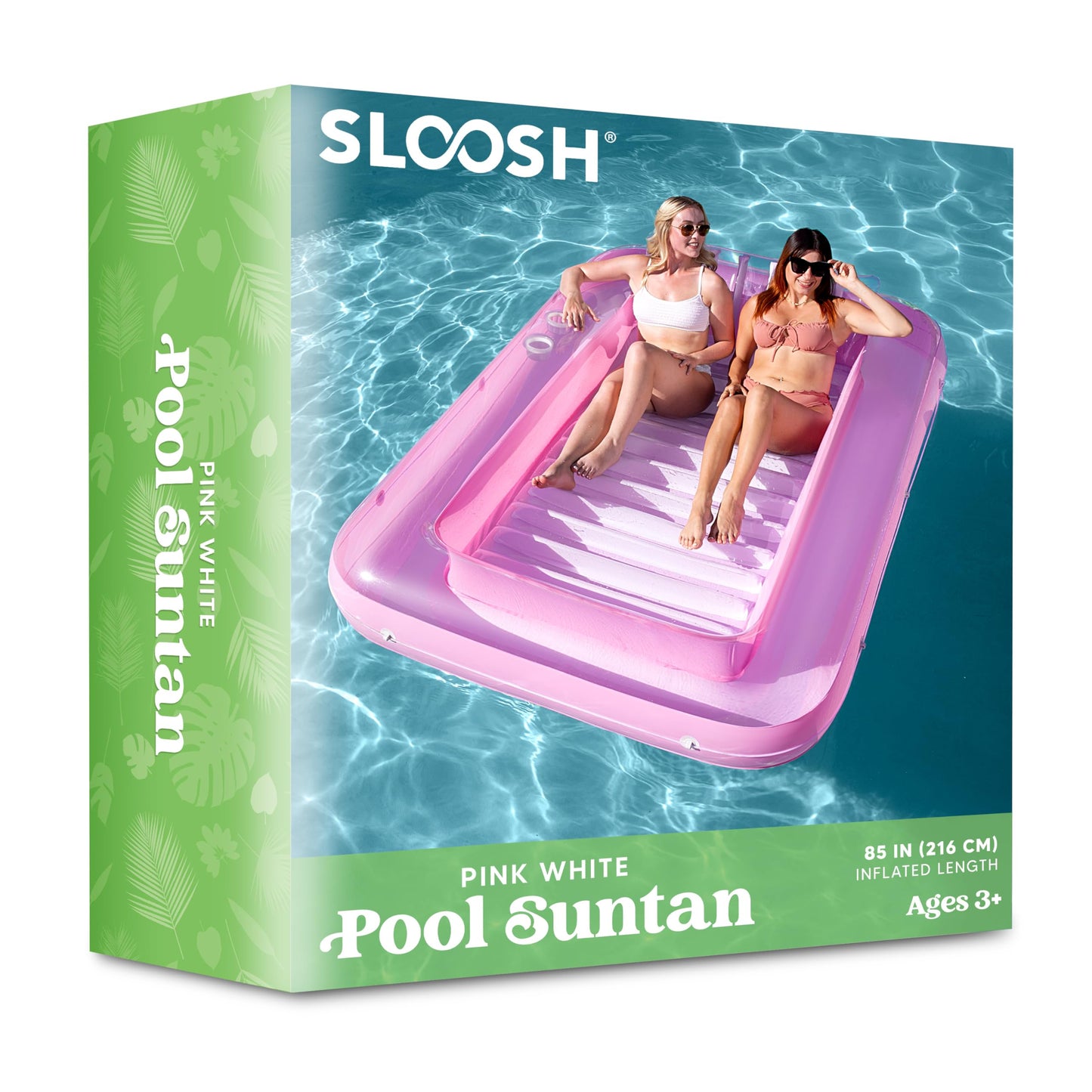 Sloosh Inflatable Tanning Pool Lounge Float, 70" x 46" Suntan Tub Raft Floatie, Tanning Pool with Pillow, Personal Pool Lounger for Adult Summer Water Party, L-Blue