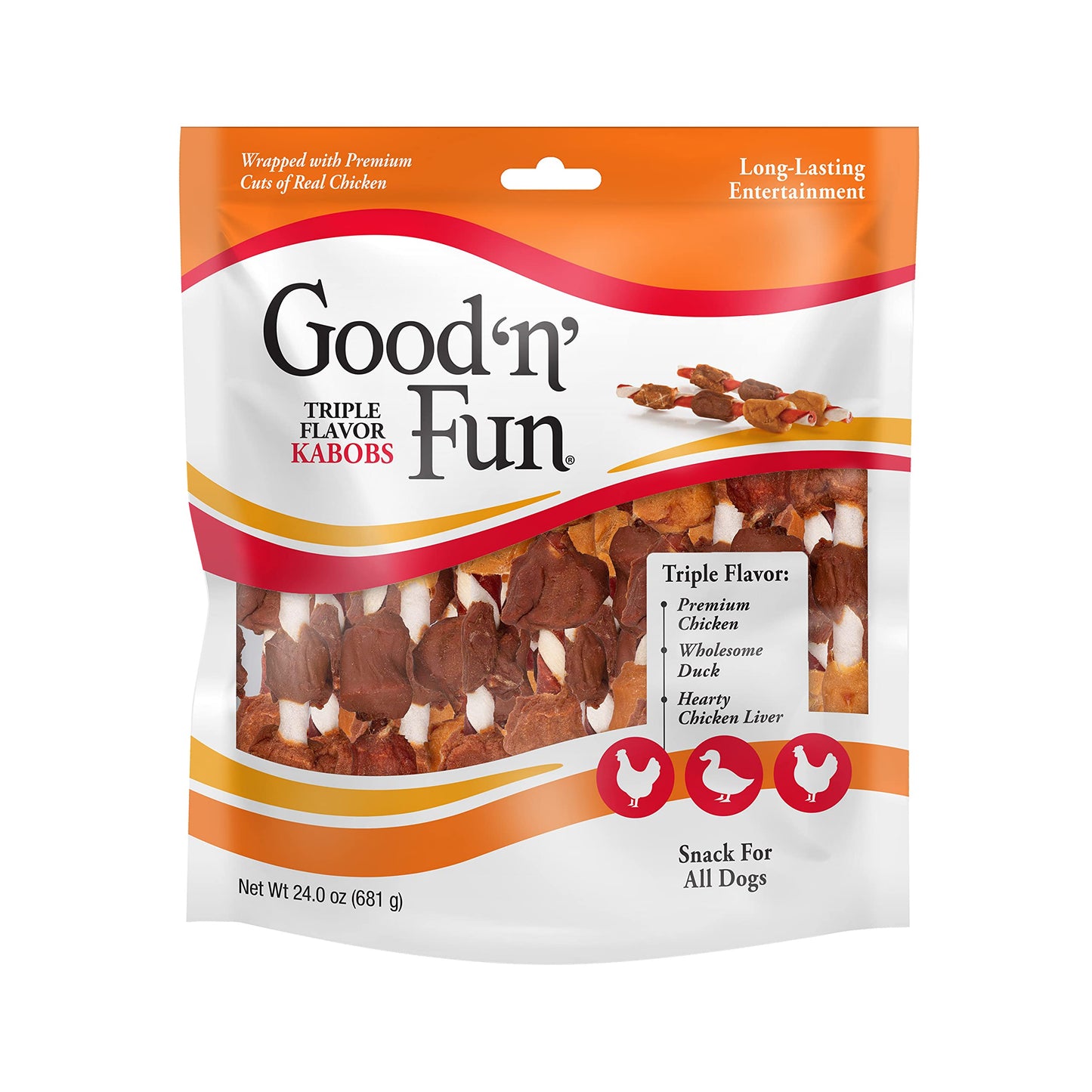 Good'N'Fun Triple Flavored Rawhide Kabobs For Dogs