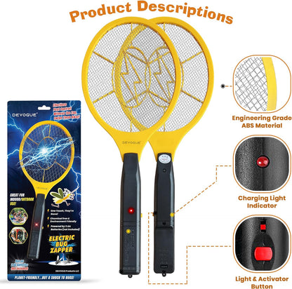 DEVOGUE® Electric Fly Swatter Bug Zapper Battery Operated Flies Killer Indoor & Outdoor Pest Control Mosquito Zapper and Insect Catcher Racket