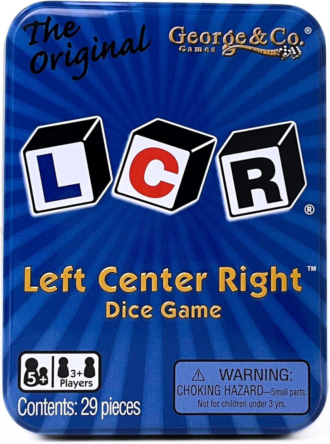 LCR® Left Center Right™ Dice Game - Blue Tin