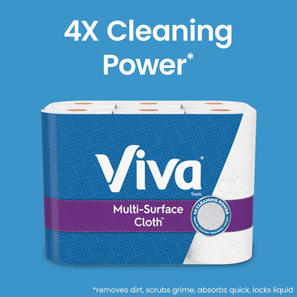 Viva Multi-Surface Cloth Paper Towels, Task Size - 12 Super Rolls (2 Packs of 6) - 81 Sheets Per Roll