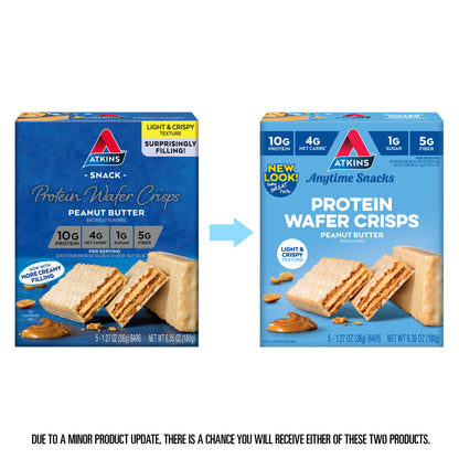 Atkins Peanut Butter Protein Wafer Crisps, Protein Dessert, 4g Net Carb, 1g Sugar, Keto Friendly, 5 Count