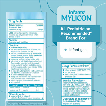 MYLICON Infants Gas Relief Drops for Infants and Babies, Dye Free Formula, 1 Fluid Ounce