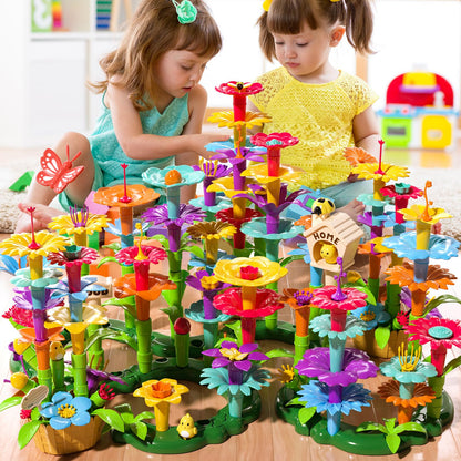 TEMI 138 PCS Educational STEM Toy and Preschool Garden Play Set for Kids Age 3-7, Flower Stacking Toys for Boys and Girls