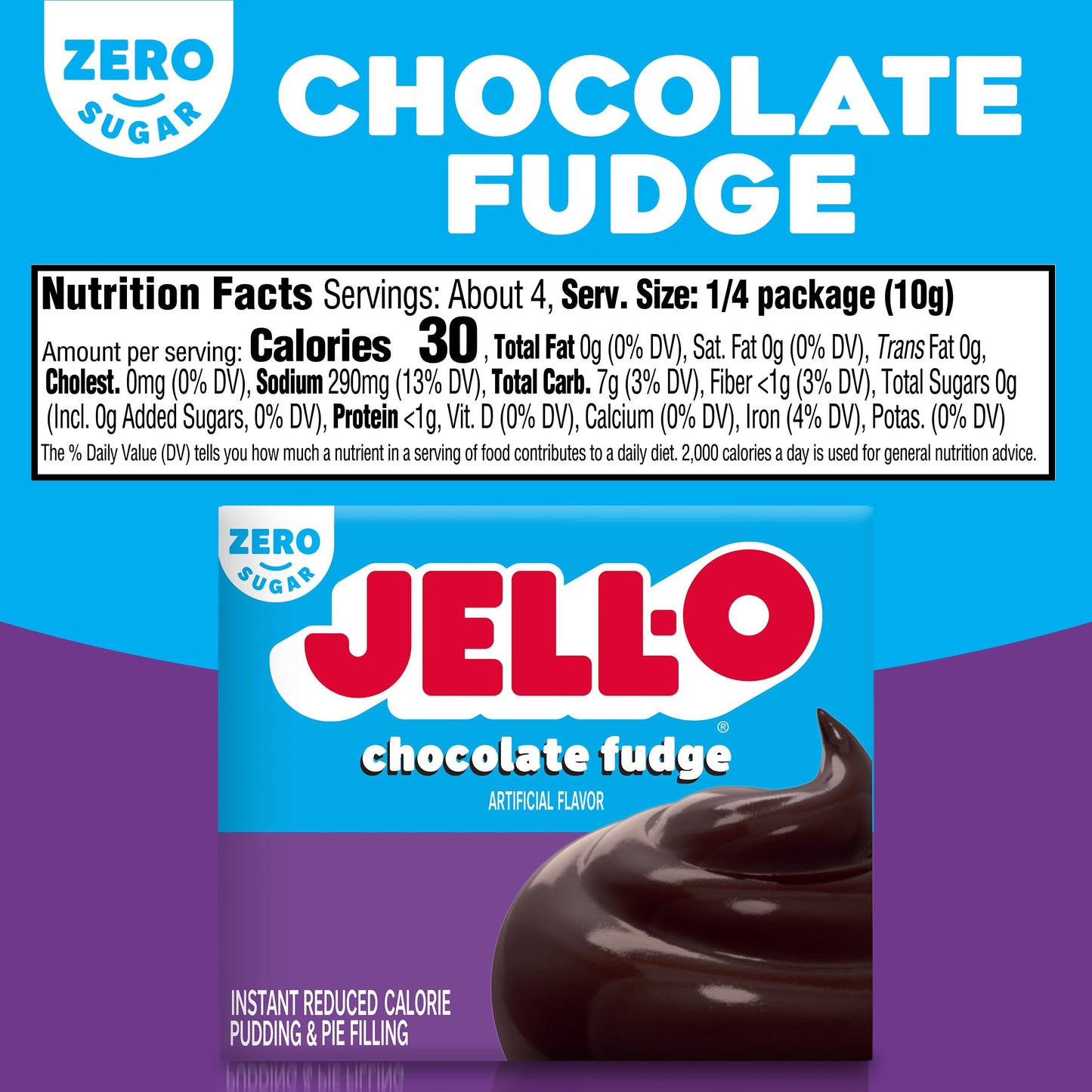 Jello Sugar Free Chocolate Fudge Pudding Mix 1.4oz Box