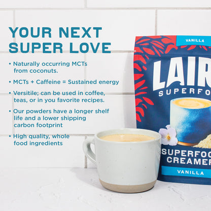 Laird Superfood Non-Dairy Superfood Creamer - Coconut Powder Coffee Creamer - Sweet & Creamy - Gluten Free, Non-GMO, Vegan - 16 oz. Bag, Pack of 1