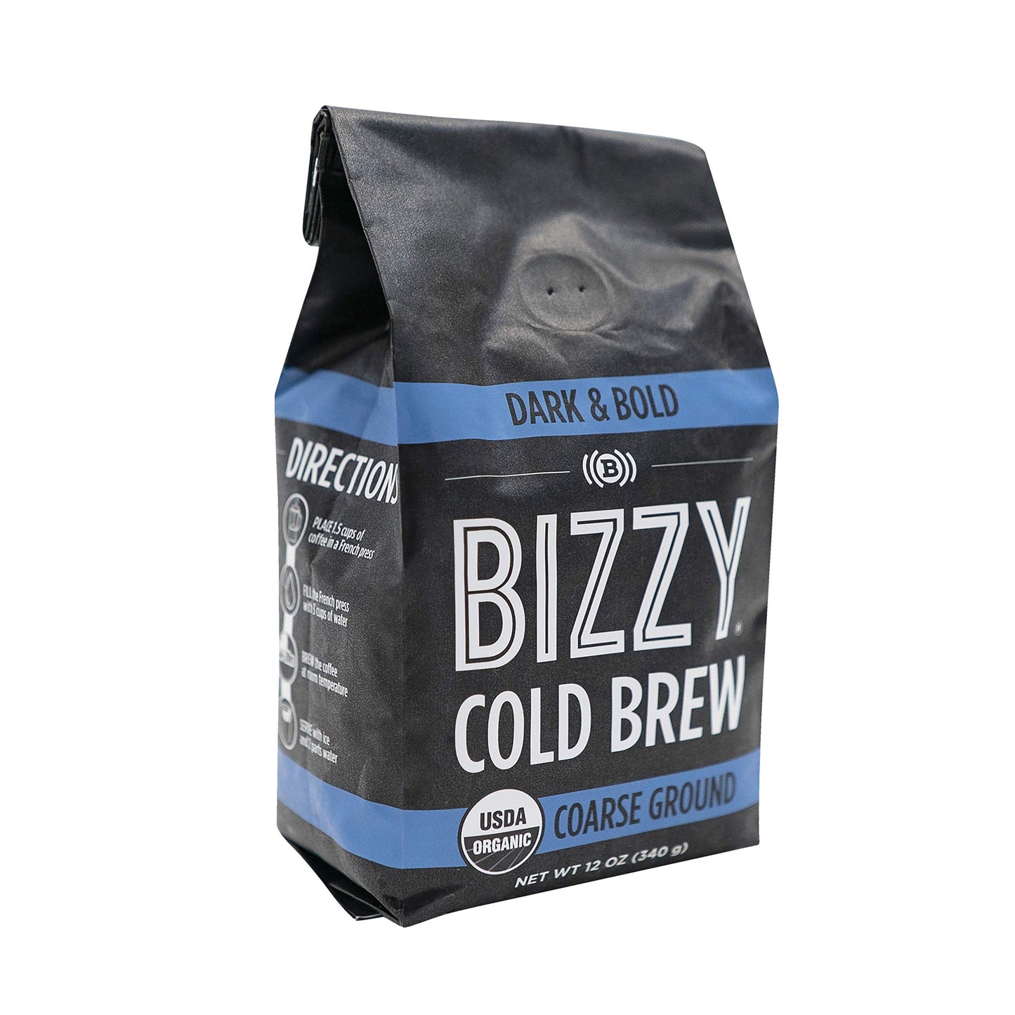 Bizzy Organic Cold Brew Coffee | Smooth & Sweet Blend | Coarse Ground Coffee | Micro Sifted | Specialty Grade | 100% Arabica | 1 LB