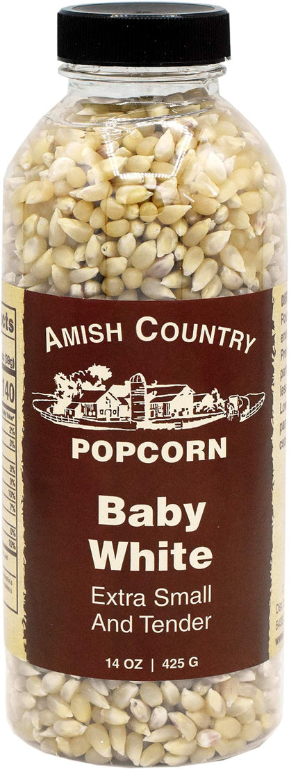 Amish Country Popcorn - Baby White (6 Pound Bag) - Small & Tender Popcorn - Old Fashioned And Delicious with Recipe Guide