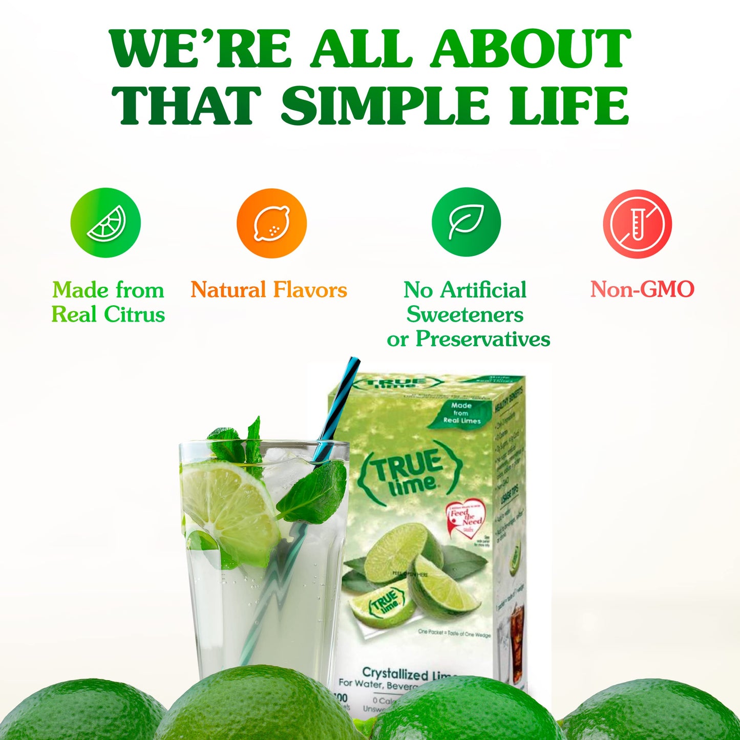 TRUE LIME Water Enhancer, Bulk Dispenser Pack, 0 Calorie Drink Mix Packets, Sugar Free Flavoring Powder, Water Flavo Made with Real Limes, 100 Count (Pack of 1)