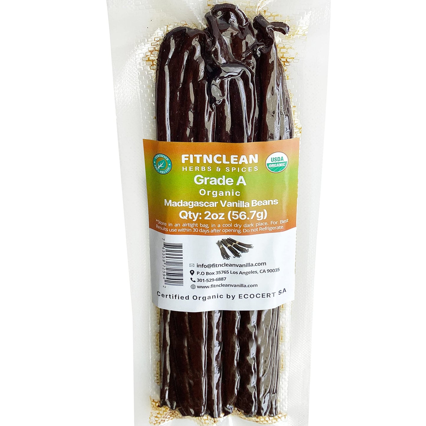 50 Organic Grade A Madagascar Vanilla Beans. Certified USDA Organic for Extract and all things Vanilla by FITNCLEAN VANILLA. ~5" Bulk Fresh Bourbon NON-GMO Pods.