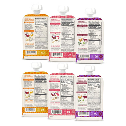 Serenity Kids 6+ Months Baby Food Pouches Puree Made With Ethically Sourced Meats & Organic Veggies | 3.5 Ounce BPA-Free Pouch | Meats + Herbs Variety Pack | 6 Count