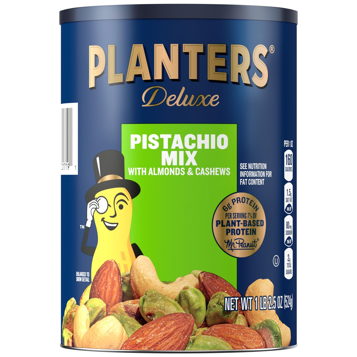 PLANTERS Pistachio Lovers Nut Mix, Mixed Nuts Snack with Pistachios no shell, Almonds & Cashews, Party Snacks, Plant-Based Protein, After School Snack, Bulk Nuts, Kosher 1lb 2.5oz Canister