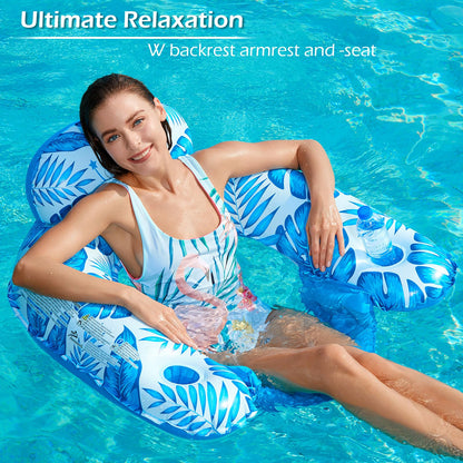 Jasonwell Inflatable Pool Float Chair - Floating Pool Chair Lounge Floats for Swimming Pool Water Chair Pool Lounger with Cup Holder Pool Toy Party Floaties for Adults