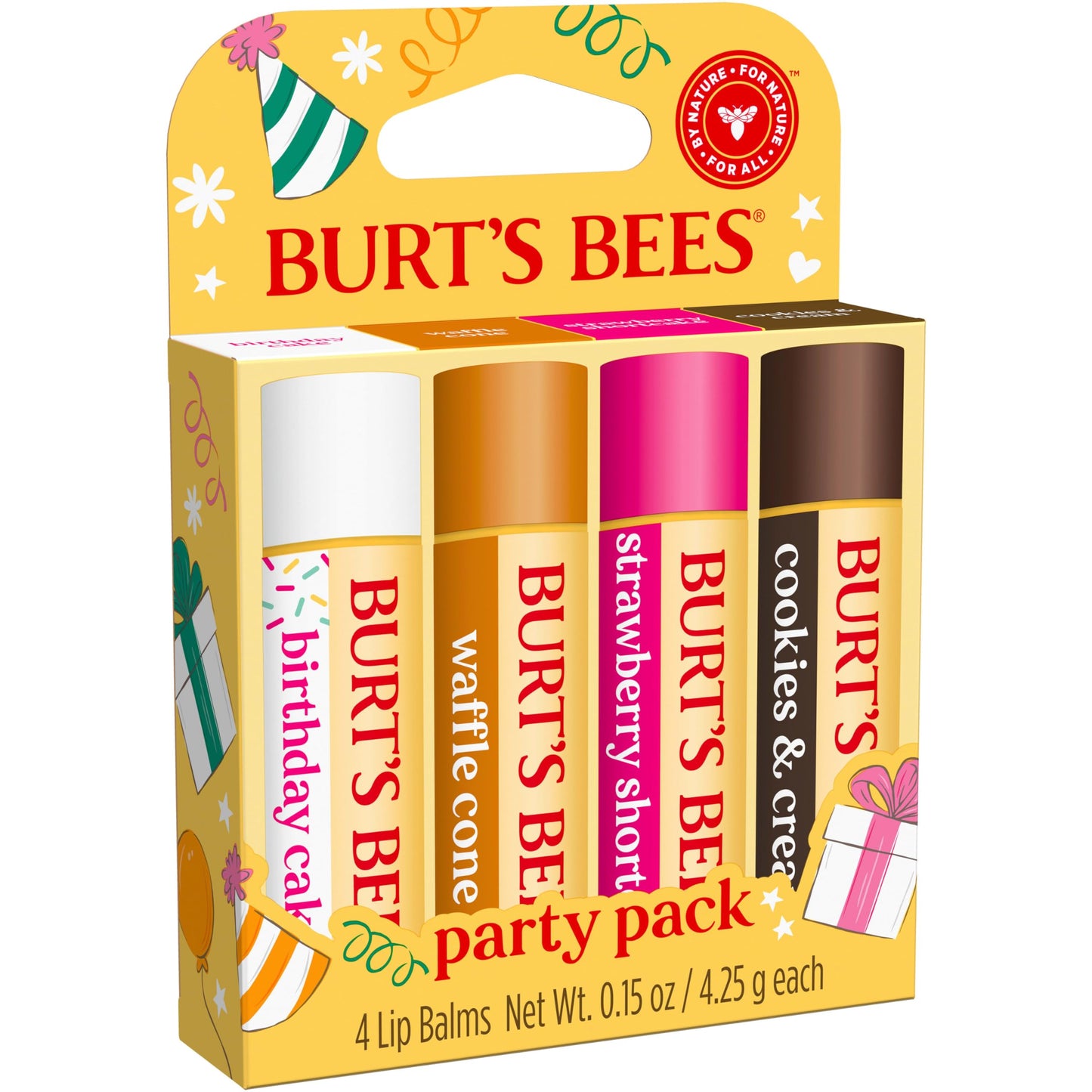 Burt's Bees Lip Balm - Pink Grapefruit, Mango, Coconut & Pear, and Pomegranate Pack, Lip Moisturizer With Beeswax, Tint-Free, Natural Origin Conditioning Lip Treatment, 4 Tubes, 0.15 oz.