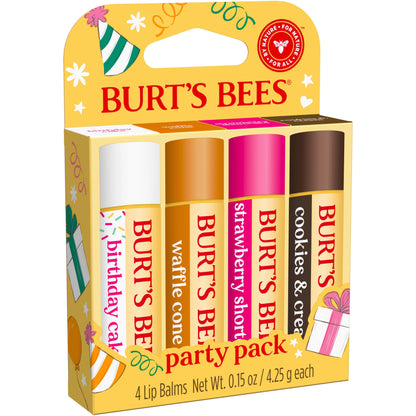 Burt's Bees Lip Balm - Pink Grapefruit, Mango, Coconut & Pear, and Pomegranate Pack, Lip Moisturizer With Beeswax, Tint-Free, Natural Origin Conditioning Lip Treatment, 4 Tubes, 0.15 oz.