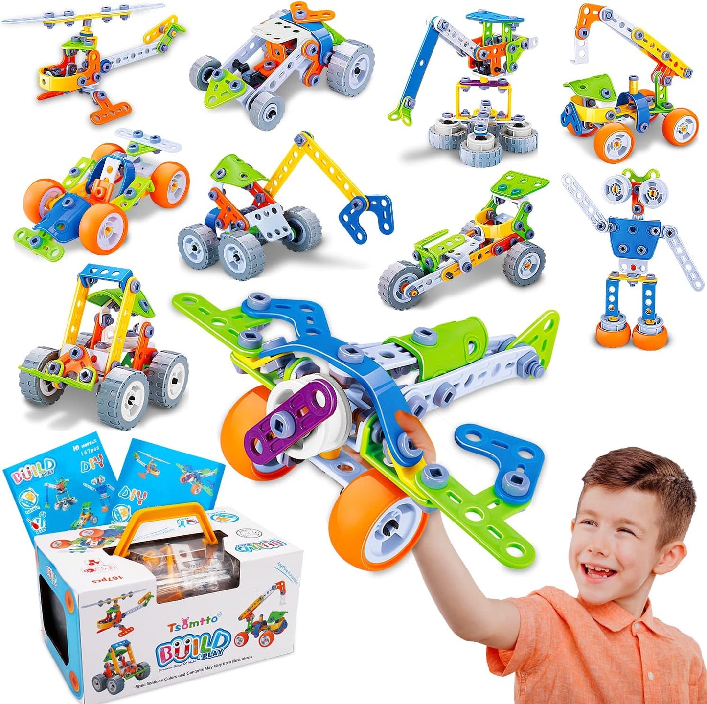 10 in 1 STEM Toys for 4 5 6 7 8+ Year Old Boy Girl Birthday Gifts Building Toys for Kids Ages 4-8 5-7 6-8 Educational Stem Activities for Boys 4-7 8-10 Construction Creative Games Christmas Idea Gift