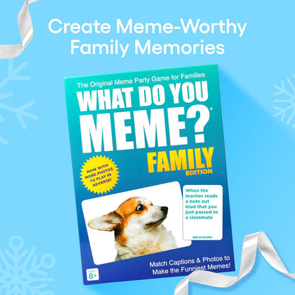 WHAT DO YOU MEME? Family Edition by Relatable, Kids Games for Kids 8+, Christmas Games for Families, The TikTok Viral Sensation, Includes 300 Caption Cards, 65 Photo Cards, and Game Instructions