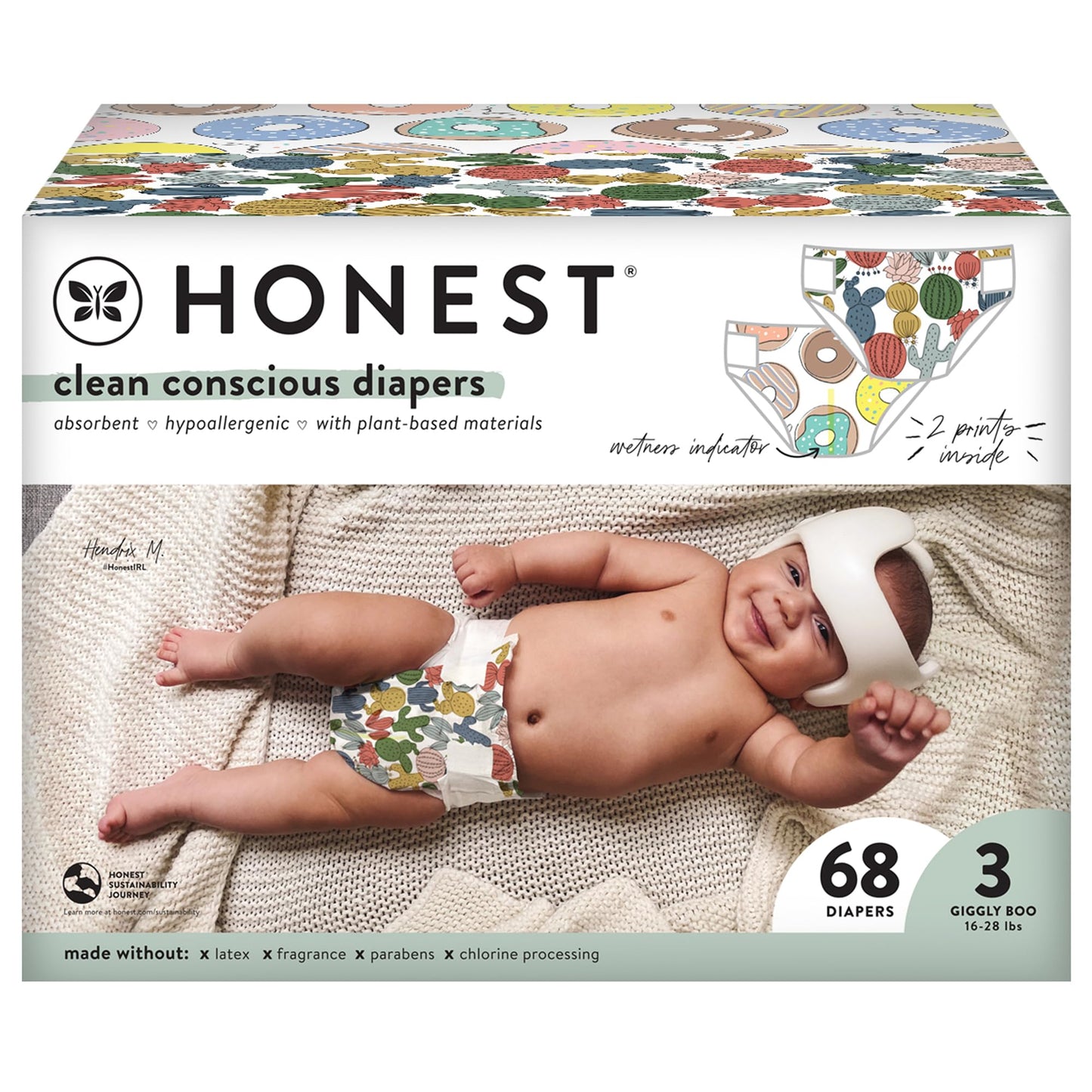 The Honest Company Clean Conscious Diapers | Plant-Based, Sustainable | Above It All + Pandas | Club Box, Size Newborn, 72 Count