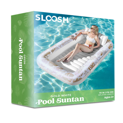 Sloosh Inflatable Tanning Pool Lounger Float for Adults, 70" x 46" Large Suntan Tub Pool Floats Sun Tan Tub Ice Bath Tub Tanning Bed Blow up Pool Raft Lounge Floatie, L-Blue