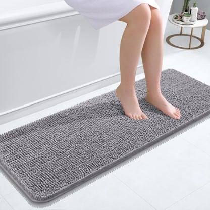 OLANLY Bathroom Rugs 24x16, Extra Soft Absorbent Chenille Bath Rugs, Non-Slip, Dry Quickly, Machine Washable, Bath Mats for Bathroom Floor, Tub and Shower, Beige