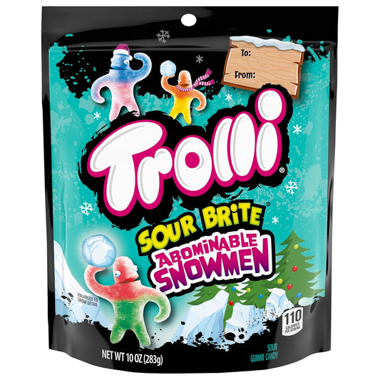 Trolli Sour Brite Abominable Snowmen Gummy Candies, Sour Holiday Candy Gift Pouch, 10oz