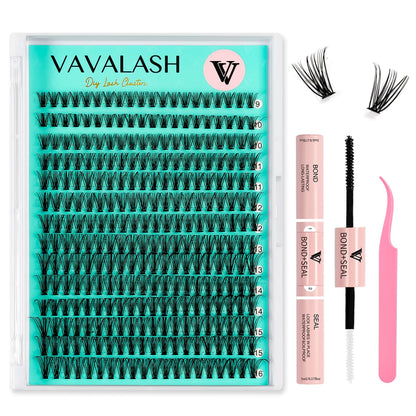 VAVALASH DIY Lash Extension Kit 280 Clusters Individual Lashes Kit 30D 40D 0.07D-10-16mm Lash Clusters, Lash Bond and Seal, Lash Tweezer for DIY Eyelash Extension at Home（Kit-30D+40D-0.07D-10-16MIX）