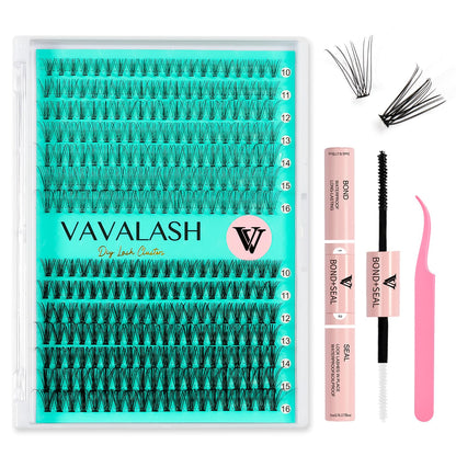 VAVALASH DIY Lash Extension Kit 280 Clusters Individual Lashes Kit 30D 40D 0.07D-10-16mm Lash Clusters, Lash Bond and Seal, Lash Tweezer for DIY Eyelash Extension at Home（Kit-30D+40D-0.07D-10-16MIX）