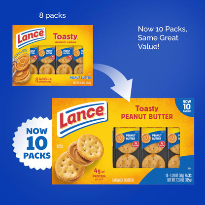 Lance Sandwich Crackers, Captain's Wafer Grilled Cheese, 10 Individual Packs, 6 Sandwiches Each