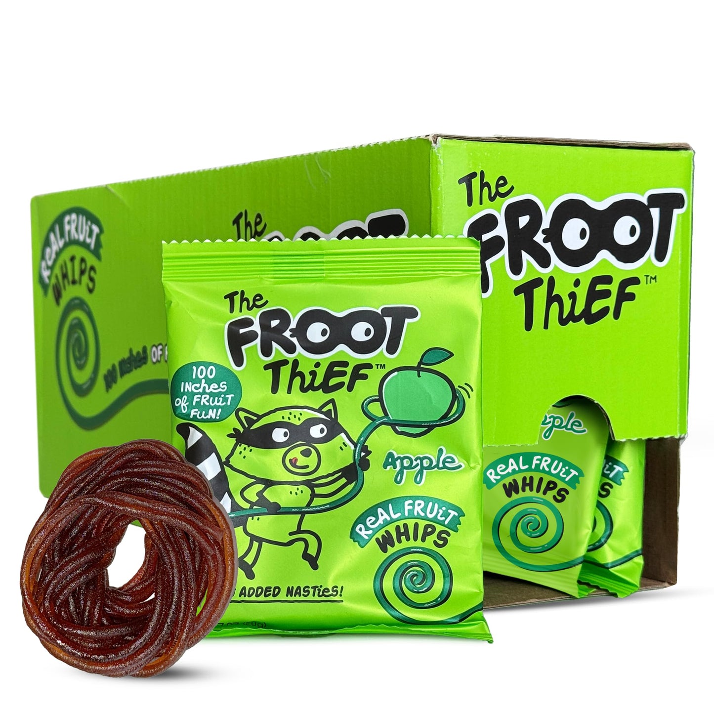 The FROOT Thief Real Fruit Snack Whips Strawberry Flavor, Nut Free, 100% Natural, Gluten-Free, Non-GMO, No Artificial Colors or Flavors, Pack of 5