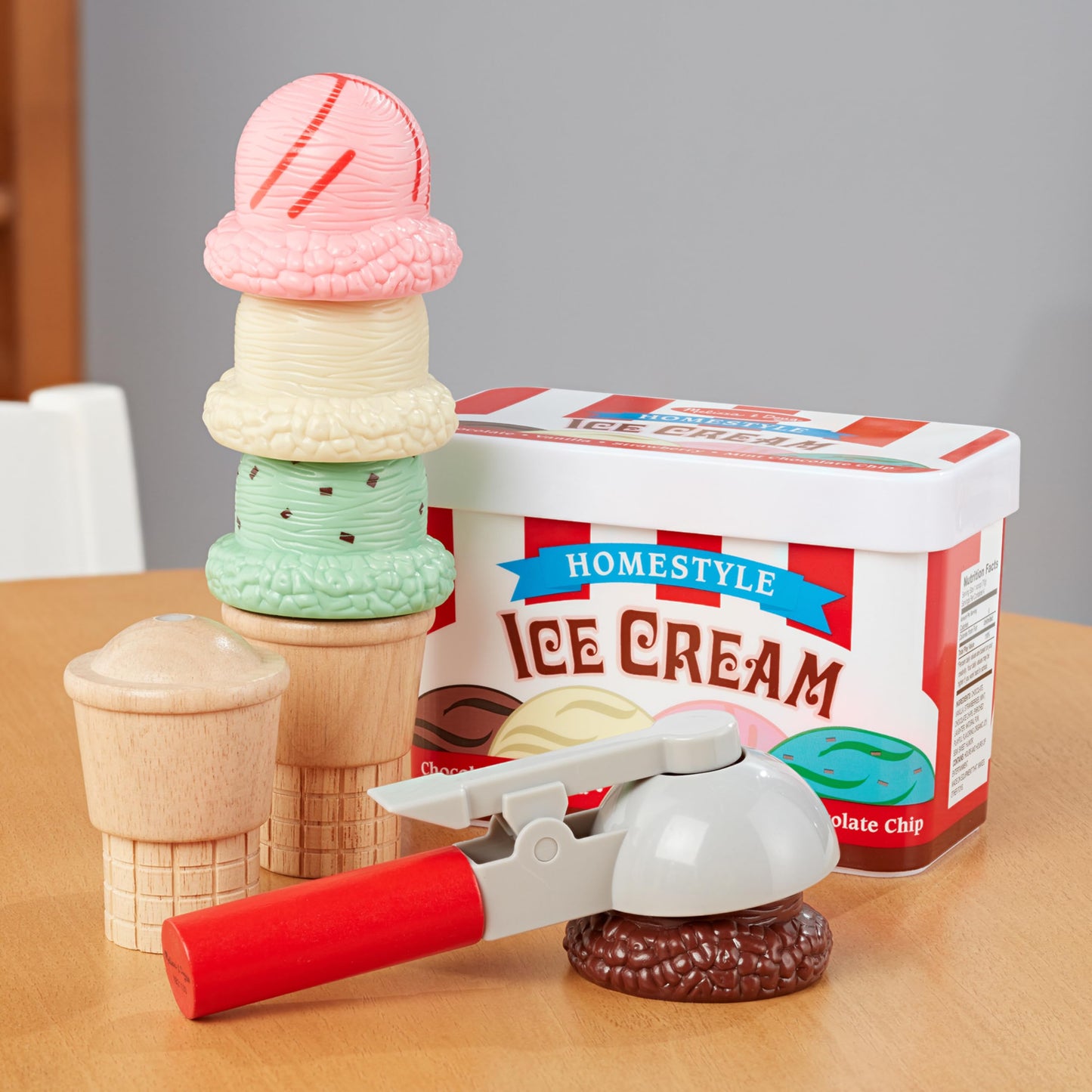 Melissa & Doug Scoop and Stack Ice Cream Cone Magnetic Play Set, Multicolor - Pretend Food, Ice Cream Toy For Toddlers And Kids Ages 3+.