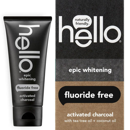 hello Activated Charcoal Epic Whitening Fluoride Free Toothpaste, Fresh Mint + Coconut Oil, Vegan & SLS Free