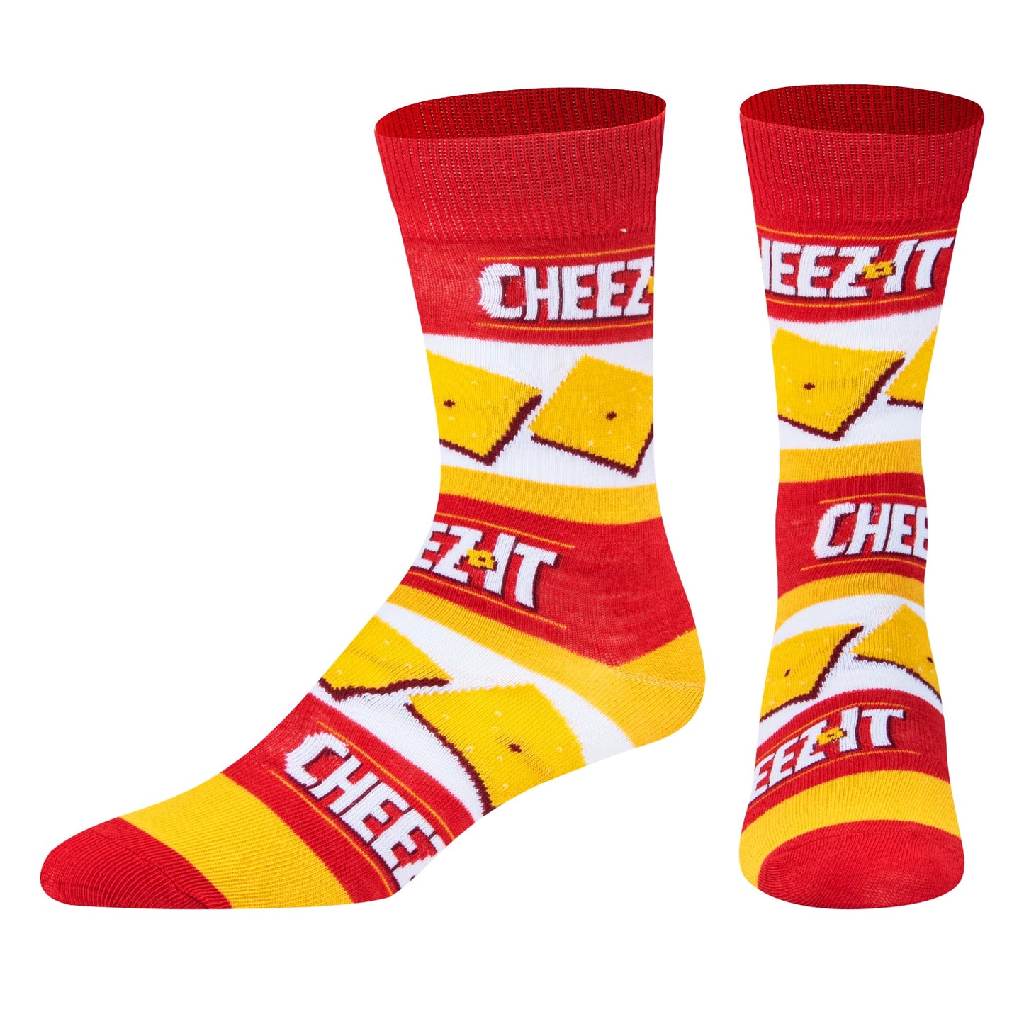 Crazy Socks for Men, Ritz Cracker, Funny Snack Food Novelty Print, Crew, Large