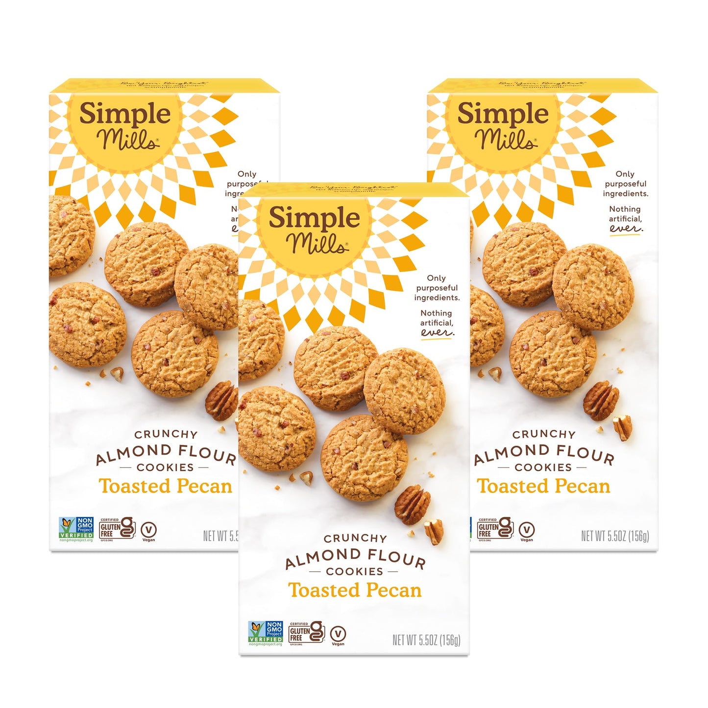 Simple Mills Almond Flour Crunchy Cookies, Chocolate Chip - Gluten Free, Vegan, Healthy Snacks, Made with Organic Coconut Oil, 5.5 Ounce (Pack of 1)