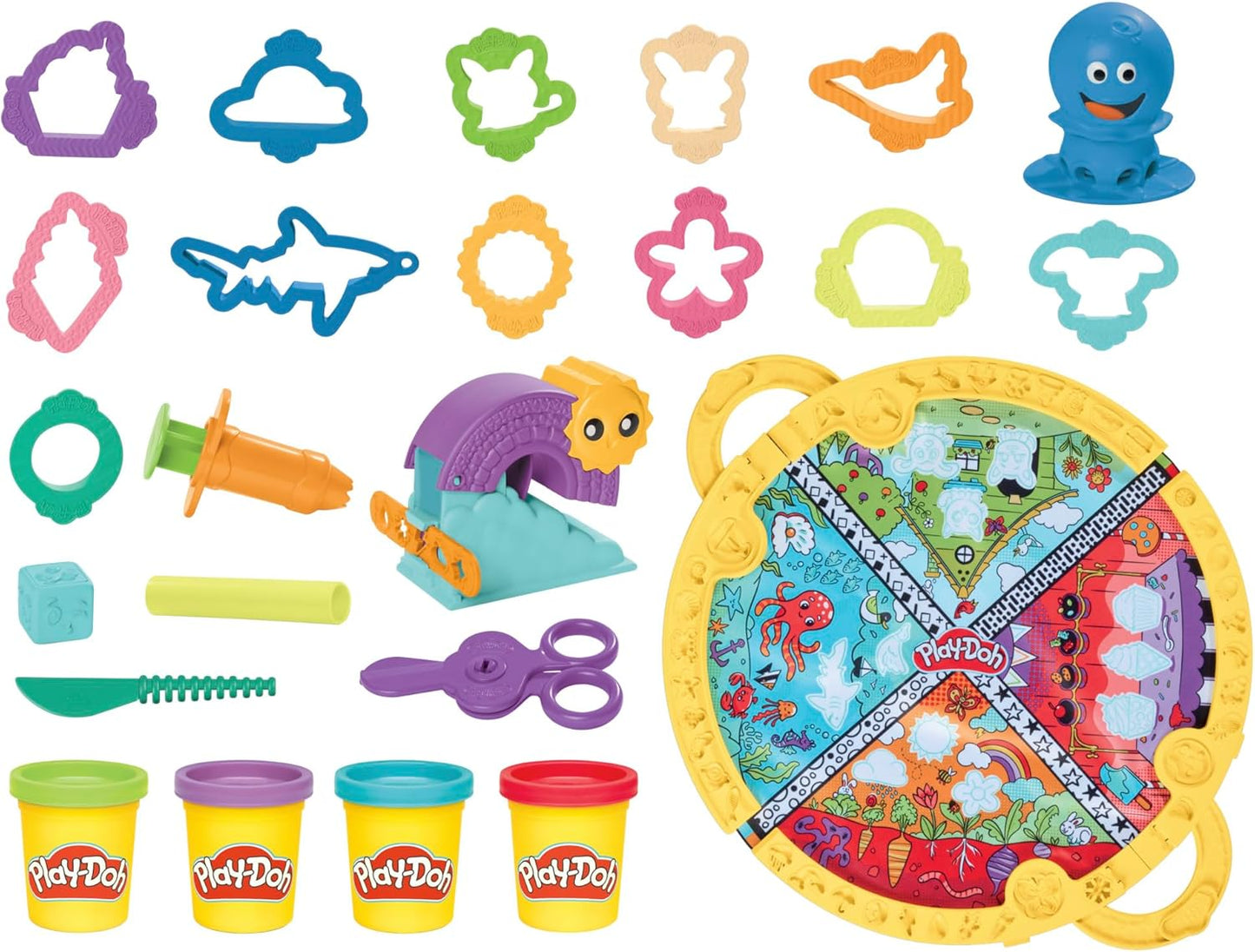 Play-Doh Fold & Go Playmat Starter Set with 19 Accessories, Preschool Toys for 3 Year Old Girls & Boys & Up, Kids Arts & Crafts