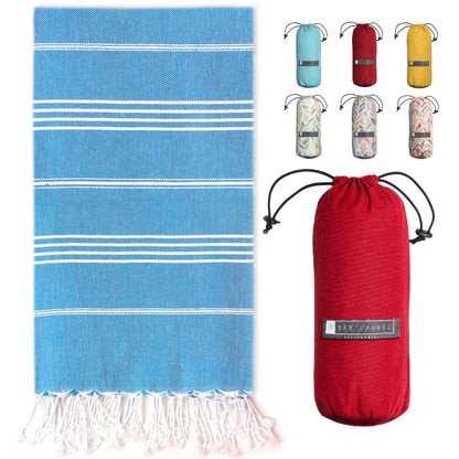 BAY LAUREL Turkish Beach Towel with Travel Bag 39 x 71 Quick Dry Sand Free Lightweight Large Oversized Towels Light