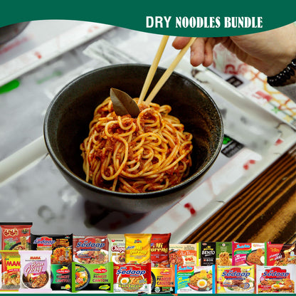 FOODIE BOXX Asian Instant Ramen Noodles Variety Pack with Cookies & Chopsticks (Dry)