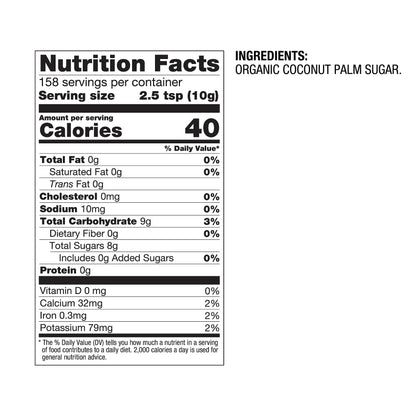 BetterBody Foods Organic Coconut Palm Sugar, Gluten-Free, Non-GMO, Low Glycemic Sugar Substitute, 1.5 lbs,24 Ounce