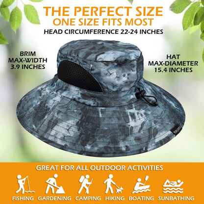 EINSKEY Unisex Sun Hat, Waterproof Wide Brim Bucket Hat Packable Boonie Hat for Fishing Hiking Gardening Safari Beach