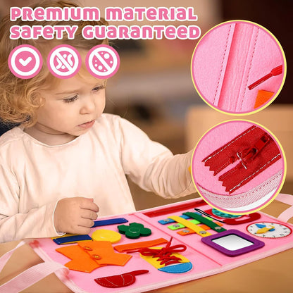 Busy Board Montessori Toddler Toys for 1 2 3 4 Year Old Boy Girl Gift, Baby Educational Toddler Learning Toys Ages 1-4 Kid Preschool Activity Sensory Board, Flying Airplane Travel Essentials Kids Game