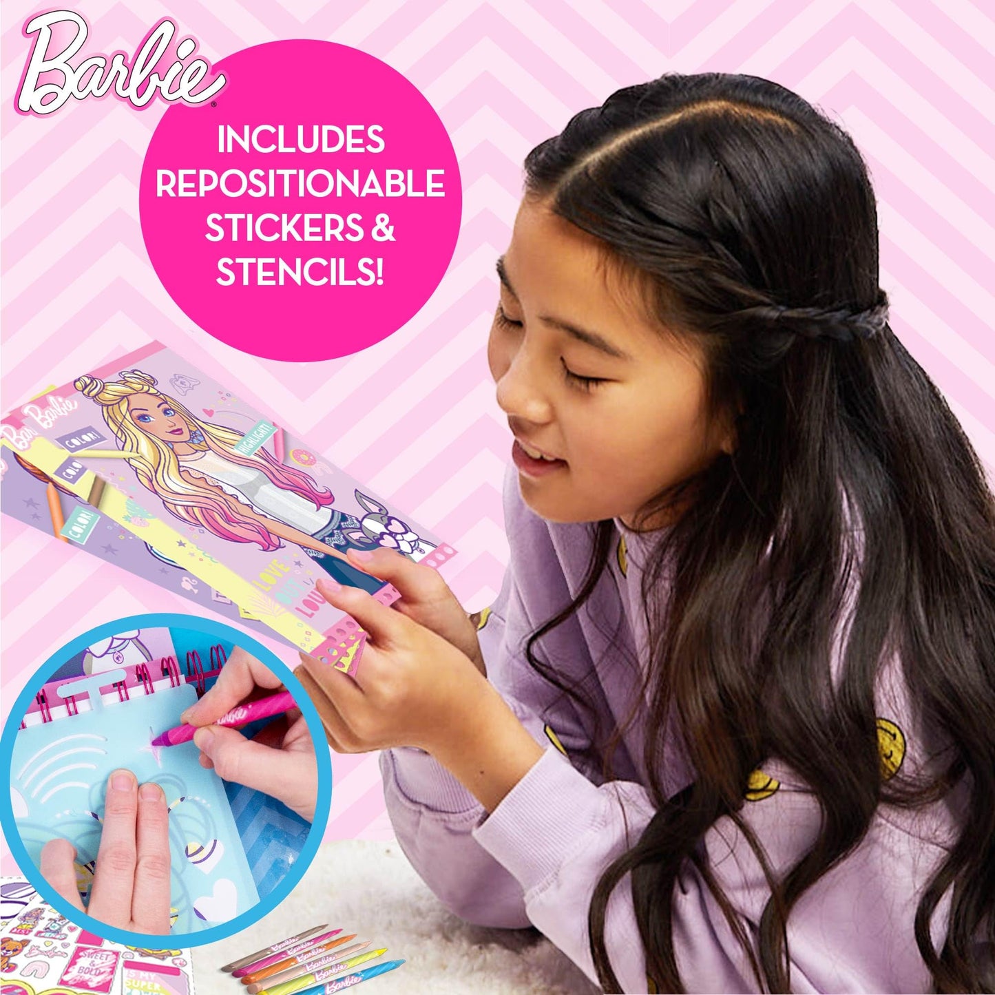 Horizon Group USA Barbie Makeup Artist Magazine, Create Your Own Hair & Makeup Looks Using 130+ Stencils, 180+ Stickers, Crayons, Pretend Makeup & More