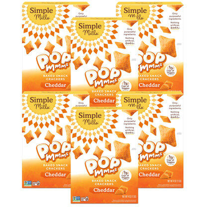 Simple Mills Pop Mmms Cheddar Baked Snack Crackers, Gluten Free, 4 Ounce (Pack of 3)