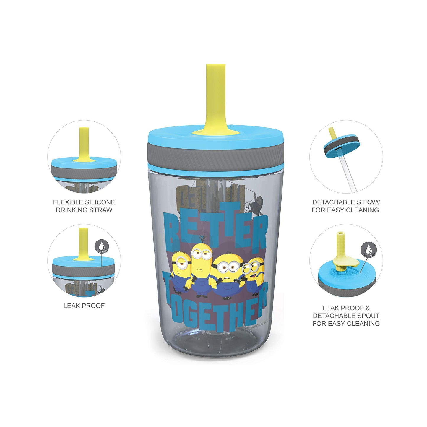 Zak Designs 15oz Bluey Kelso Tumbler Set, BPA-Free Leak-Proof Screw-On Lid with Straw Made of Durable Plastic and Silicone, Perfect Bundle for Kids, 2 Count (Pack of 1)