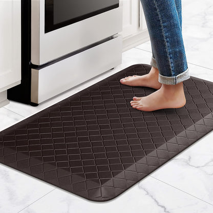 HappyTrends Floor Mat Cushioned Anti-Fatigue ,17.3"x28",Thick Waterproof Non-Slip Mats and Rugs Heavy Duty Ergonomic Comfort Rug for Kitchen,Floor,Office,Sink,Laundry,Black